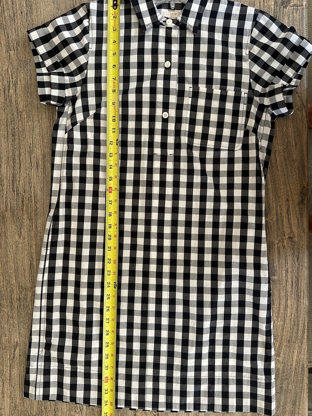 J. Crew Black and White Gingham Midi Shirt Dress - Picture 9 of 10